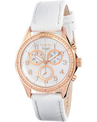 Invicta Diamond Angel 0582 White Leatherwhite Wrist Watches