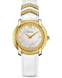 Versace Dv25 Watch With Mother Of Pearl And Leather Strap 36mm