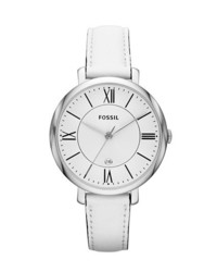 Fossil Jacqueline Round Leather Strap Watch 36mm White