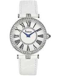 Freelook Ha1025 9 Vendome Stainless Steel Case White Dial Leather Band Watch