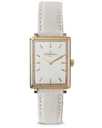 Shinola Gomelsky Shirley Fromer Gold Tone Leather Strap Watch