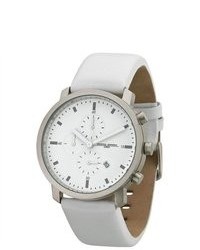 Jorg Gray Jg1460 14 Chronographs White Leather Strap Watch