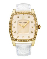 Juicy Couture Watch Beau White Leather Strap 32x44mm 1900978