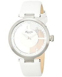 Kenneth Cole New York Kc2609 Transparency Stainless Steel Watch With White Leather Band
