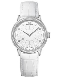 88 Rue du Rhone Ladies Silvertone Diamond And Leather Watch