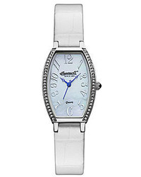 Ingersoll Lansing Crystal Accent White Leather Strap Watch