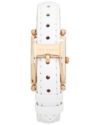 Ted Baker London Bliss Rectangle Case Leather Strap Watch 20mm X 27mm