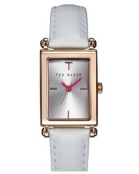 Ted Baker London Bliss Rectangle Case Leather Strap Watch 20mm X 27mm