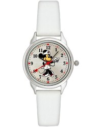Disney Minnie Mouse Silver Tone Leather Watch