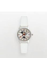Disney Minnie Mouse Silver Tone Leather Watch