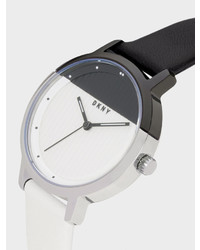 DKNY Modernist Black And White Leather Watch