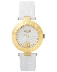 Versus By Versace New Logo Leather Strap Watch 34mm