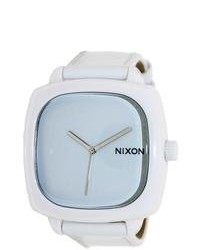 Nixon Shutter A262100 00 White Leather Quartz Watch With White Dial