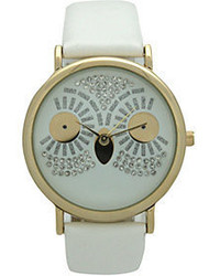 Olivia Pratt Oliva Pratt Sparkly Owl White Leather Watch