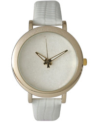 Olivia Pratt Olivia Pratt Colored Metallic Stone Dial White Leather Watch 26359white