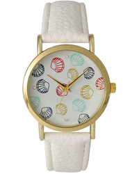 Olivia Pratt Olivia Pratt Colored Shell Dial White Leather Watch 14841white