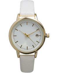 Olivia Pratt Olivia Pratt Date Display Dial White Leather Watch 15421