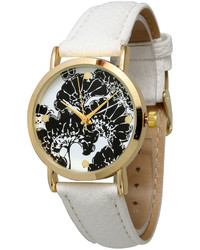 Olivia Pratt Olivia Pratt Floral Dial White Leather Watch 13330white