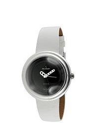 Peugeot White Leather Strap Bubble Watch