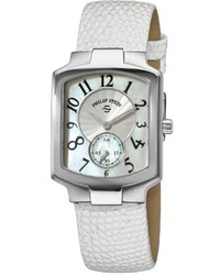 Philip Stein Teslar Philip Stein 21 Fmop Cglw Classic White Calfskin Leather Strap Watch