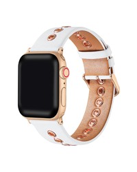 The Posh Tech Posh Tech Morgan White Grommet Leather Apple Watch Band Se Series 7654321