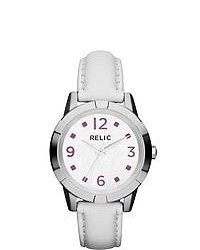 RELIC Payton White Leather Strap Watch