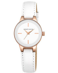 Anne Klein Round Leather Strap Bracelet Watch