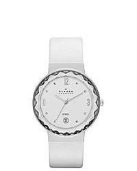 Skagen Classic White Leather Watch