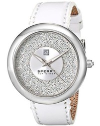 Sperry Top Sider 10018658 Sandbar Stainless Steel Watch With White Leather Band
