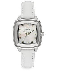 Breil Milano Square Stainless Steel Mother Of Pearl Leather Watch