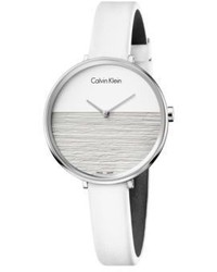 Calvin Klein Stainless Steel Leather Strap Watch