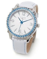 Swisstek Sk21405l Blue Topazwhite Leather Watch