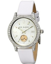 Ted Baker Te2117 Vintage Glam Stainless Steel Watch With White Leather Band