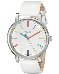 Timex T2n791ab Originals Stainless Steel Watch With White Leather Band
