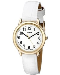 Timex Tw2p68900 Easy Reader White Croco Pattern Leather Strap Watch