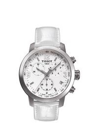 Tissot Prc 200 White Leather Strap Chonograph Watch