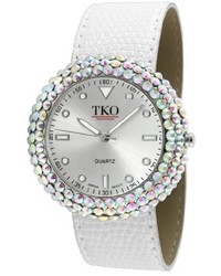 Tko Orlogi Tk618wt Leather White Crystal Slap Watch
