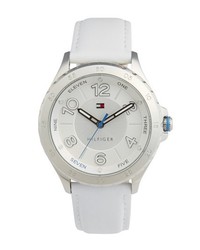 Tommy Hilfiger Casual Sport Round Leather Strap Watch 40mm White