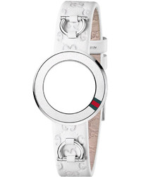 Gucci U Play White Ssima Leather Watch Band Strap And Bezel 27mm Yfa50031
