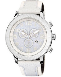 Citizen Unisex Chronograph Drive From Eco Drive White Leather Strap Watch 46mm At2200 04a