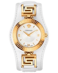 Versace V Signature Convertible Leather Strap Watch 35mm