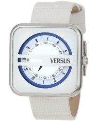 Versus By Versace Sgh040013 Kyoto Square Stainless Steel White Genuine Leather Watch