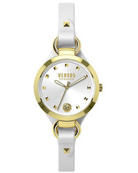 Versus Versace Roslyn Goldtone Stainless Steel White Leather Strap Watch Som040015