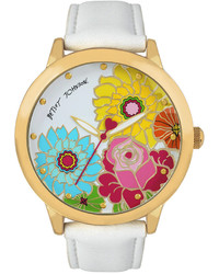 Betsey Johnson White Faux Leather Strap Watch 44mm Bj00280 28
