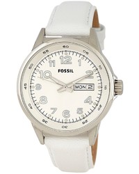 Fossil White Leather Strap Watch