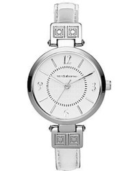 Liz Claiborne White Watch With Skinny Patent Strap