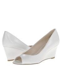 White Leather Wedge Pumps