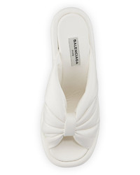 Balenciaga Bow Wedge 110mm Slide Sandal Ivory