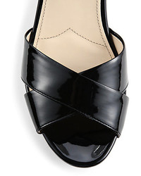 Prada Cork Wedge Patent Leather Sandals