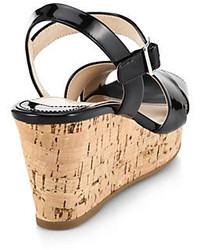 Prada Cork Wedge Patent Leather Sandals